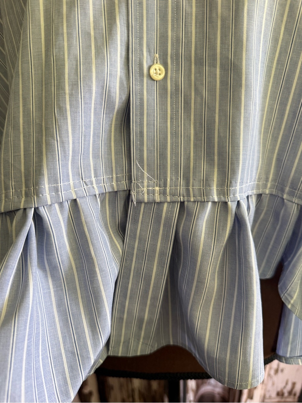 Reworked upcycled Ralph Lauren large Striped Ruffle button down shirt - Picture 4 of 13